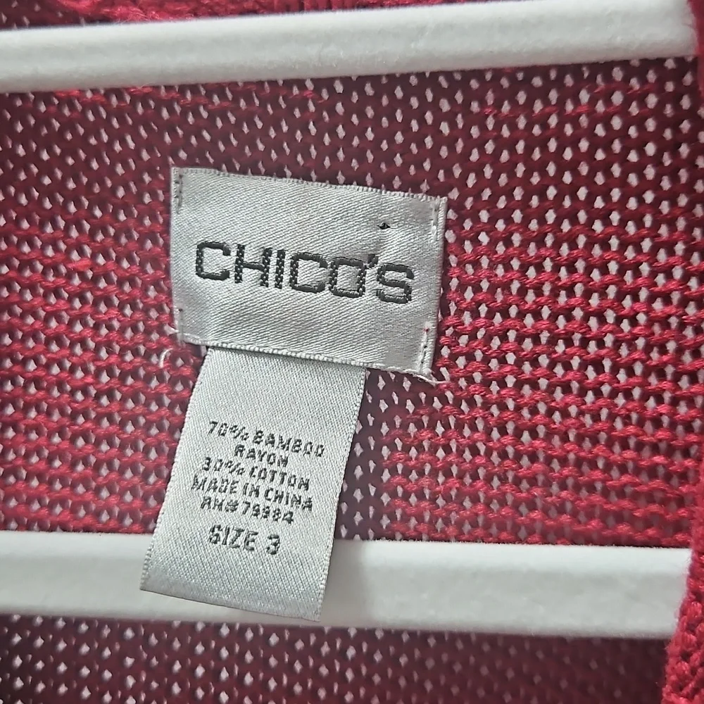 Chico's Vibrant Burgundy Knit Cardigan - Picture 2 of 2